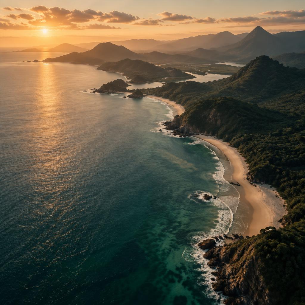 African coastline at dusk